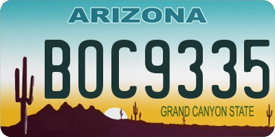 AZ license plate BOC9335