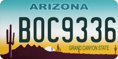 AZ license plate BOC9336