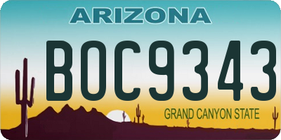 AZ license plate BOC9343
