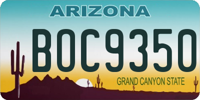 AZ license plate BOC9350