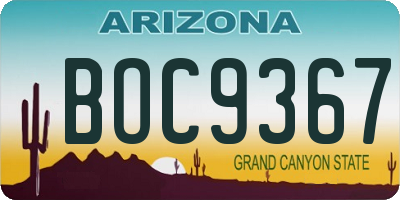 AZ license plate BOC9367