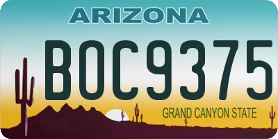 AZ license plate BOC9375