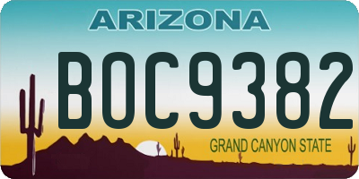 AZ license plate BOC9382
