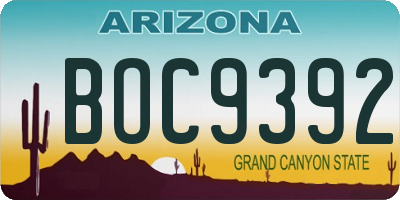 AZ license plate BOC9392