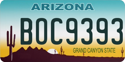 AZ license plate BOC9393