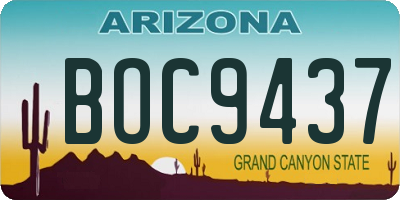 AZ license plate BOC9437