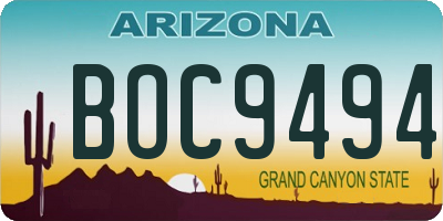 AZ license plate BOC9494