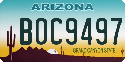 AZ license plate BOC9497