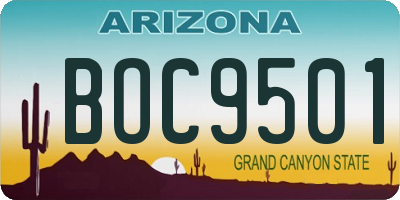 AZ license plate BOC9501