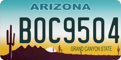 AZ license plate BOC9504