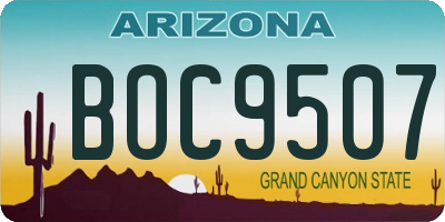 AZ license plate BOC9507