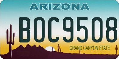 AZ license plate BOC9508