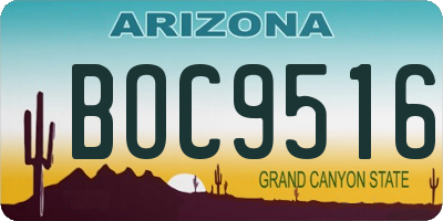 AZ license plate BOC9516