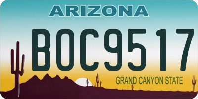 AZ license plate BOC9517
