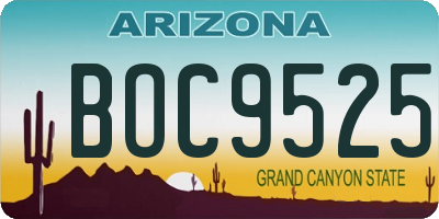 AZ license plate BOC9525
