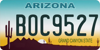 AZ license plate BOC9527
