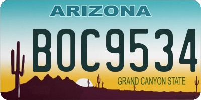 AZ license plate BOC9534