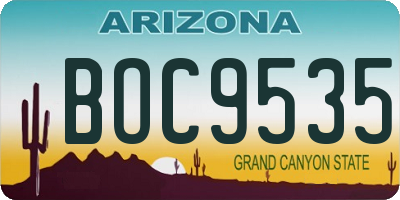AZ license plate BOC9535