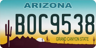 AZ license plate BOC9538