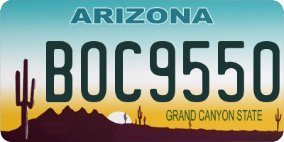 AZ license plate BOC9550