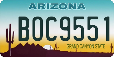 AZ license plate BOC9551