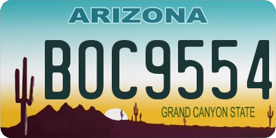 AZ license plate BOC9554