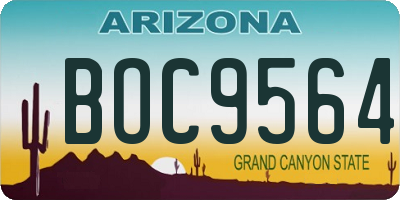 AZ license plate BOC9564