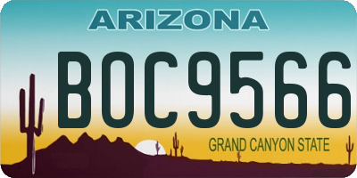 AZ license plate BOC9566