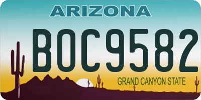 AZ license plate BOC9582