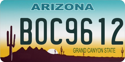 AZ license plate BOC9612