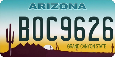 AZ license plate BOC9626