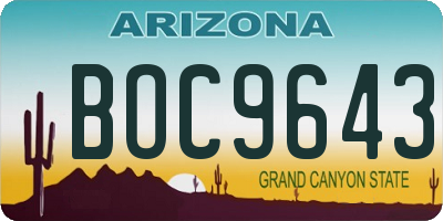 AZ license plate BOC9643