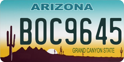 AZ license plate BOC9645