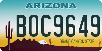 AZ license plate BOC9649