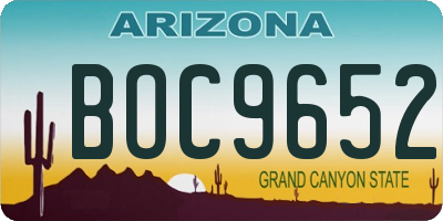 AZ license plate BOC9652
