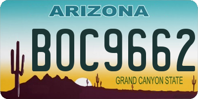 AZ license plate BOC9662