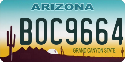 AZ license plate BOC9664
