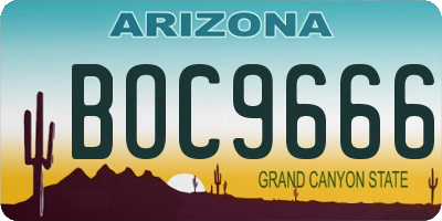 AZ license plate BOC9666