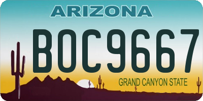 AZ license plate BOC9667