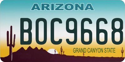 AZ license plate BOC9668