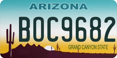 AZ license plate BOC9682