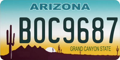 AZ license plate BOC9687