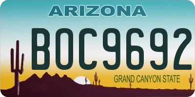 AZ license plate BOC9692