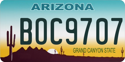 AZ license plate BOC9707