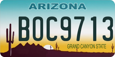 AZ license plate BOC9713