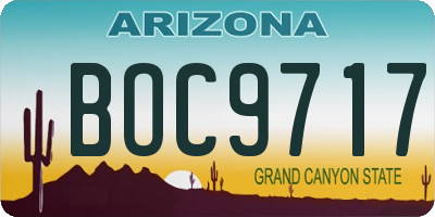 AZ license plate BOC9717