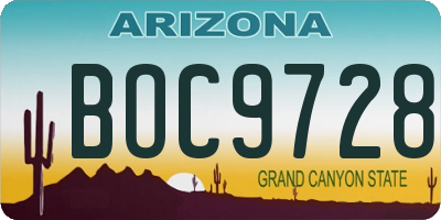 AZ license plate BOC9728