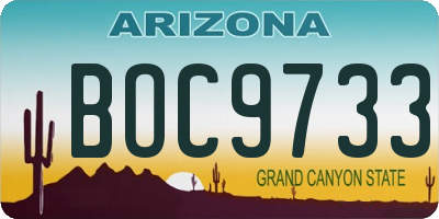 AZ license plate BOC9733