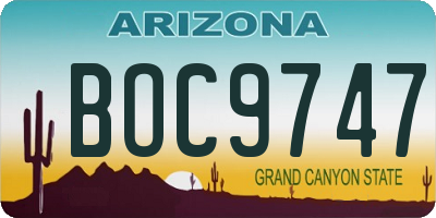 AZ license plate BOC9747