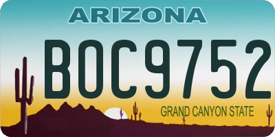 AZ license plate BOC9752